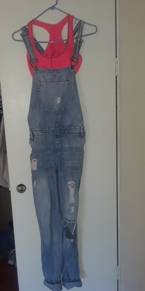 Distressed Denim Overall